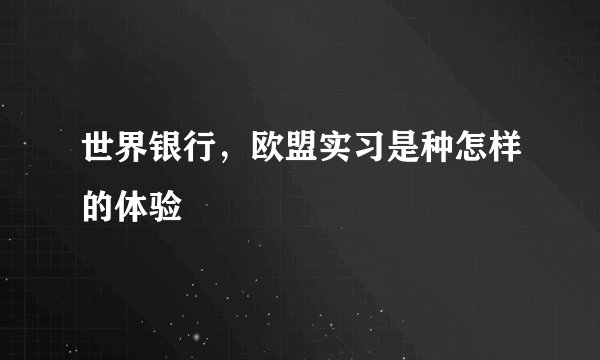 世界银行，欧盟实习是种怎样的体验