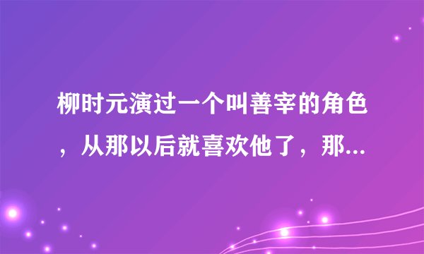 柳时元演过一个叫善宰的角色，从那以后就喜欢他了，那部电视剧叫什么名字叫