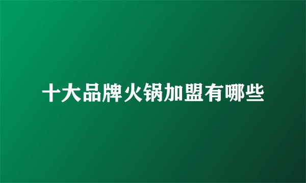 十大品牌火锅加盟有哪些