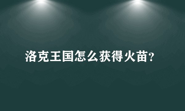 洛克王国怎么获得火苗？