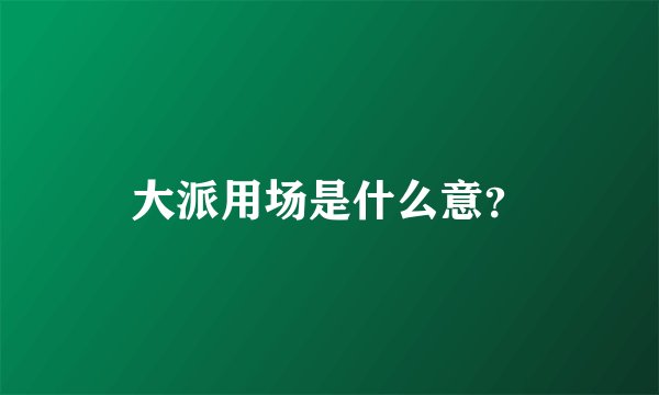 大派用场是什么意？