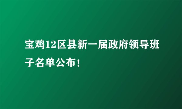 宝鸡12区县新一届政府领导班子名单公布！