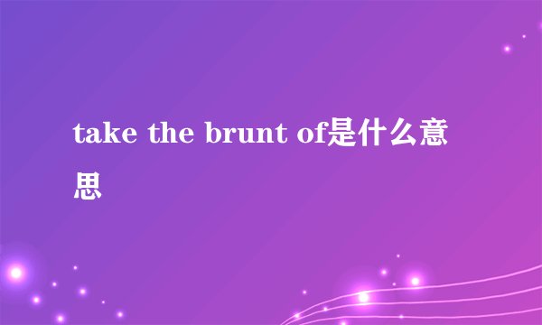 take the brunt of是什么意思