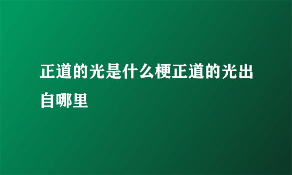 正道的光是什么梗正道的光出自哪里