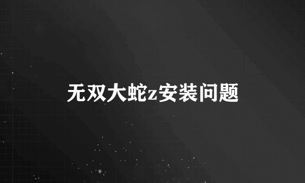 无双大蛇z安装问题
