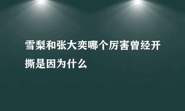 雪梨和张大奕哪个厉害曾经开撕是因为什么