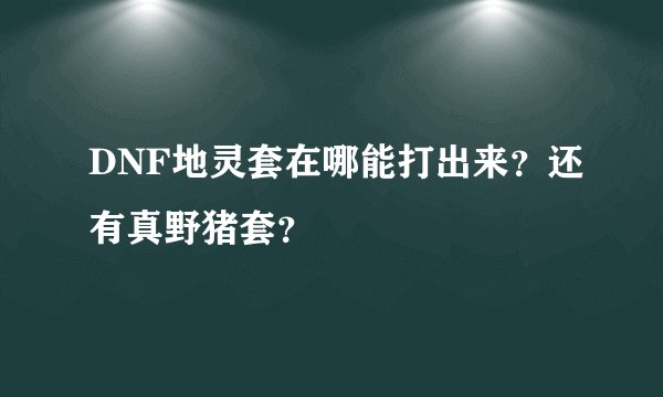 DNF地灵套在哪能打出来？还有真野猪套？