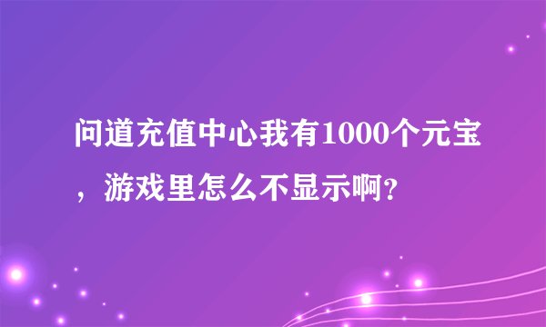 问道充值中心我有1000个元宝，游戏里怎么不显示啊？