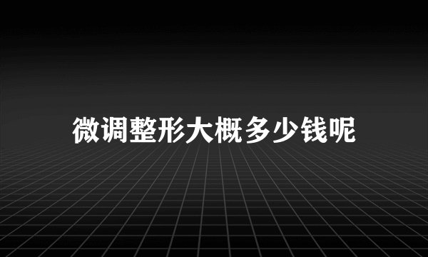 微调整形大概多少钱呢