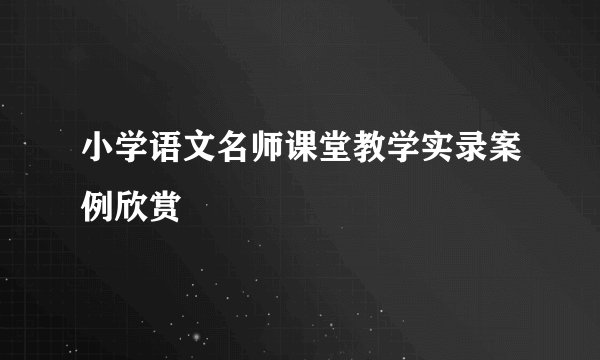 小学语文名师课堂教学实录案例欣赏