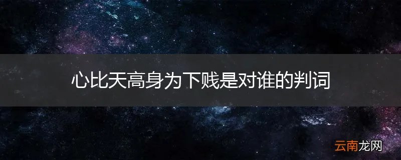 心比天高身为下贱是对谁的判词