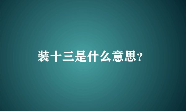 装十三是什么意思？