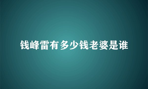 钱峰雷有多少钱老婆是谁