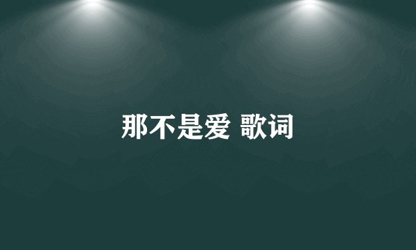 那不是爱 歌词