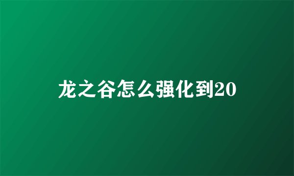 龙之谷怎么强化到20