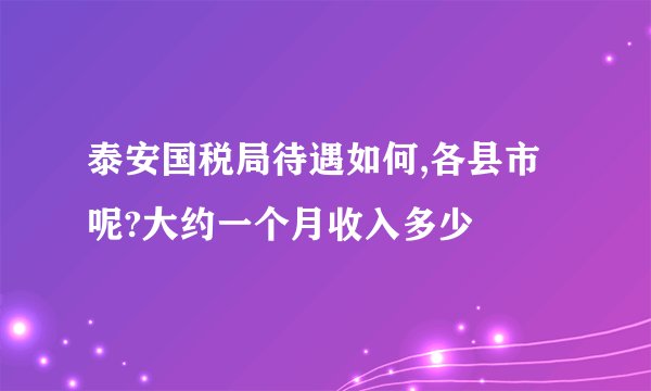 泰安国税局待遇如何,各县市呢?大约一个月收入多少