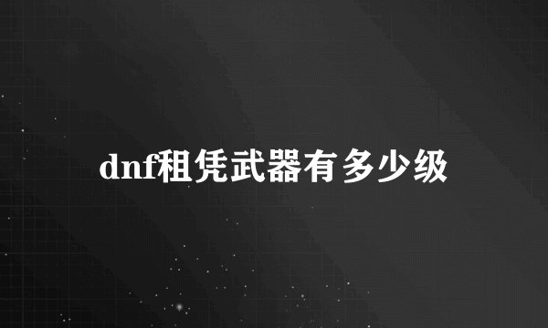 dnf租凭武器有多少级