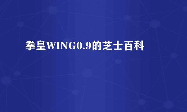 拳皇WING0.9的芝士百科