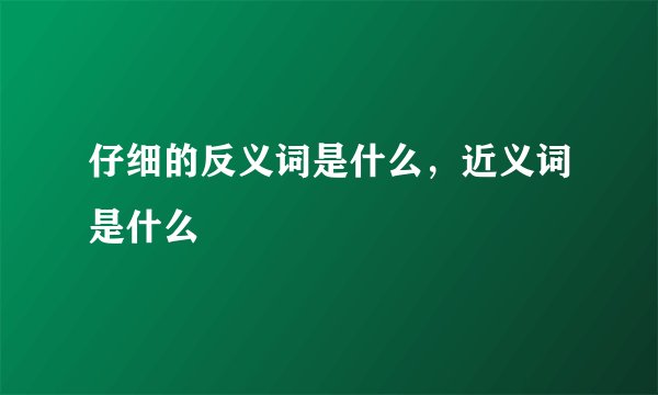 仔细的反义词是什么，近义词是什么