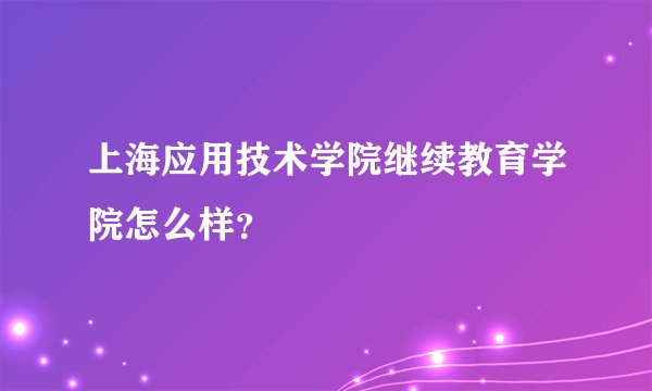 上海应用技术学院继续教育学院怎么样？