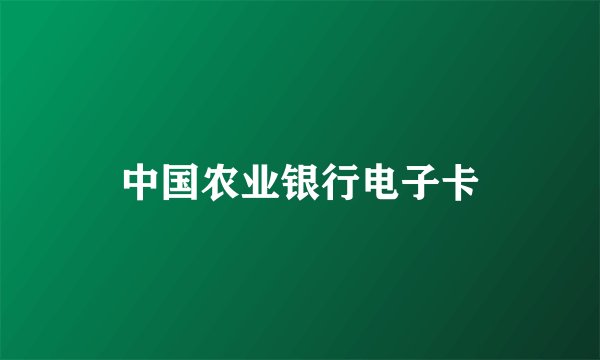 中国农业银行电子卡