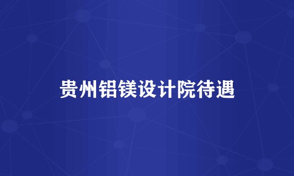 贵州铝镁设计院待遇