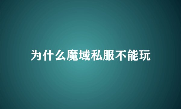 为什么魔域私服不能玩