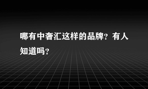 哪有中奢汇这样的品牌？有人知道吗？