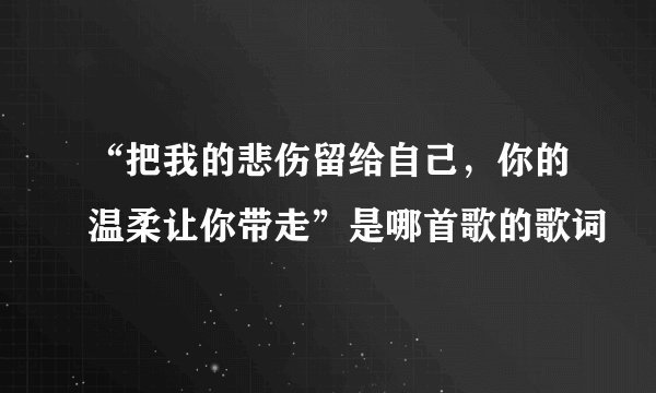 “把我的悲伤留给自己，你的温柔让你带走”是哪首歌的歌词