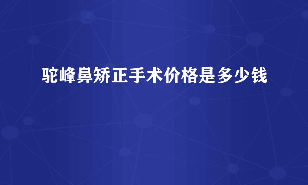 驼峰鼻矫正手术价格是多少钱