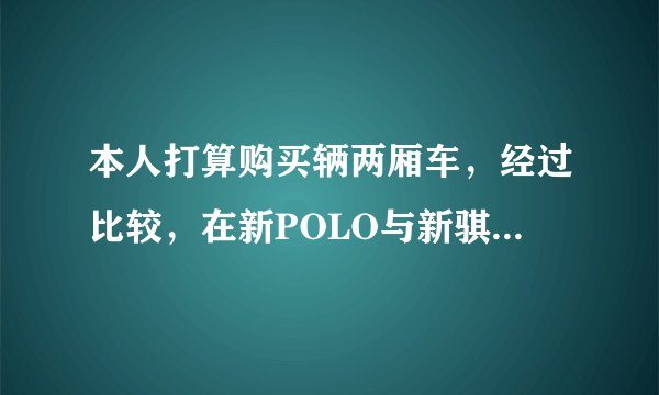 本人打算购买辆两厢车，经过比较，在新POLO与新骐达中纠结，请高人指点？