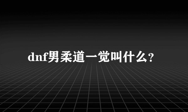 dnf男柔道一觉叫什么？
