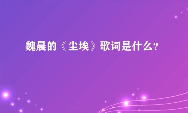 魏晨的《尘埃》歌词是什么？