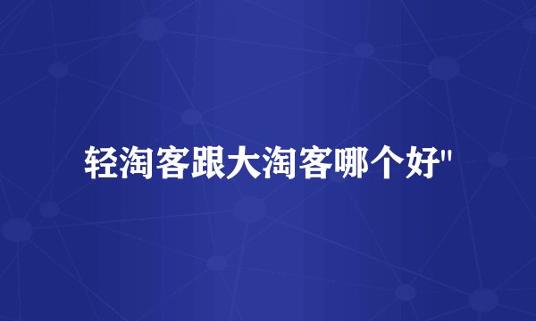 轻淘客跟大淘客哪个好