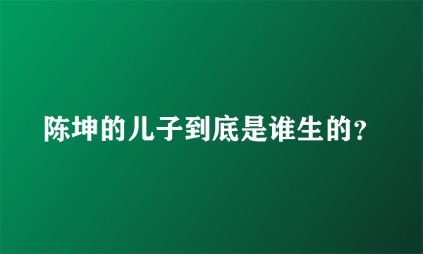 陈坤的儿子到底是谁生的?