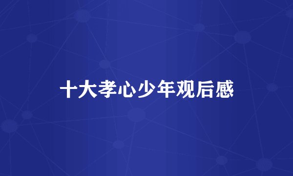十大孝心少年观后感