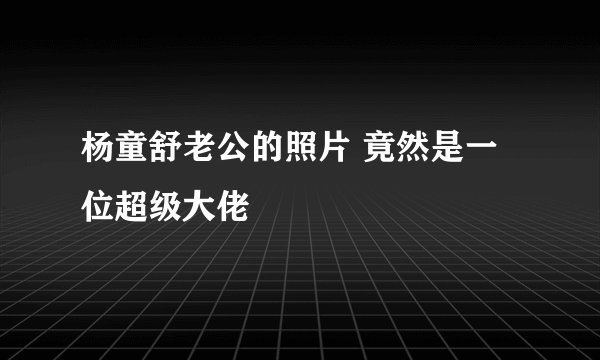 杨童舒老公的照片 竟然是一位超级大佬