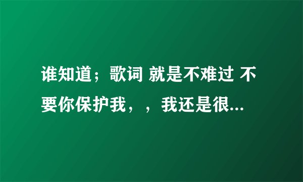 谁知道；歌词 就是不难过 不要你保护我，，我还是很快乐 ，，，，这首歌是什么啊