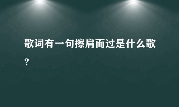 歌词有一句擦肩而过是什么歌？