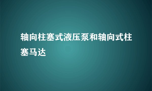 轴向柱塞式液压泵和轴向式柱塞马达