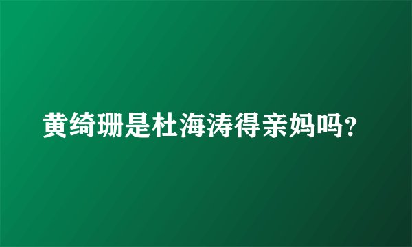 黄绮珊是杜海涛得亲妈吗？