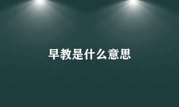 早教是什么意思