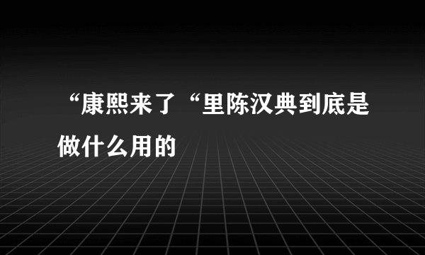 “康熙来了“里陈汉典到底是做什么用的