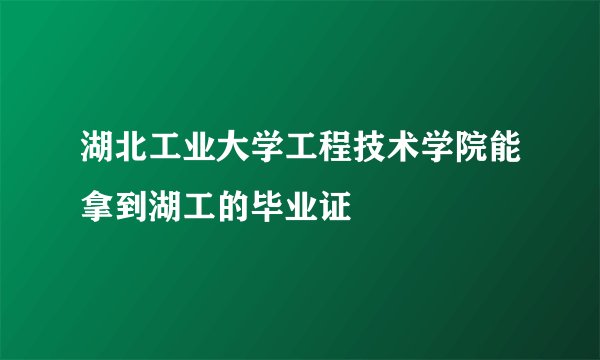 湖北工业大学工程技术学院能拿到湖工的毕业证