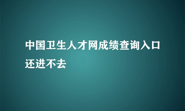 中国卫生人才网成绩查询入口还进不去