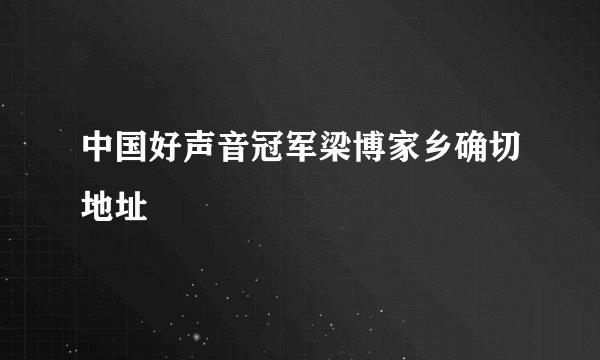 中国好声音冠军梁博家乡确切地址