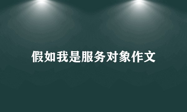 假如我是服务对象作文