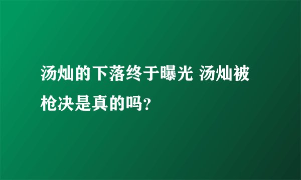 汤灿的下落终于曝光 汤灿被枪决是真的吗？