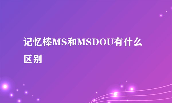 记忆棒MS和MSDOU有什么区别