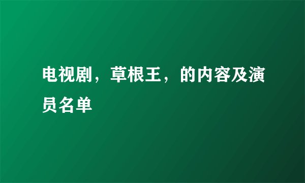 电视剧,草根王,的内容及演员名单